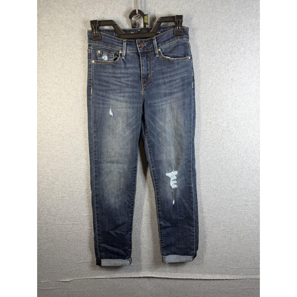 Signature By Levi Strauss Jeans Womens 2 Blue Slim Cuffed Distressed Stretch